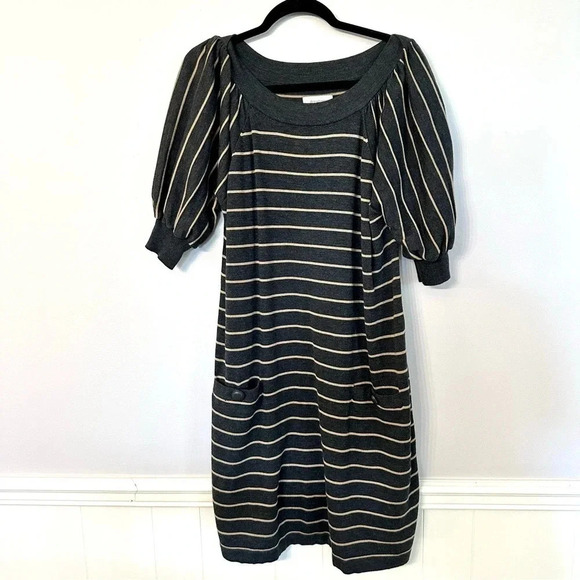 Dress Barn Women's Striped Short Puff Sleeve Dress w/ Front Pockets Sz 14/16 GUC - Picture 4 of 11